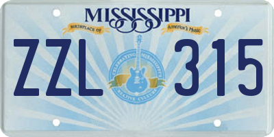MS license plate ZZL315