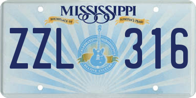 MS license plate ZZL316