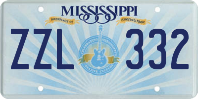MS license plate ZZL332