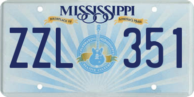 MS license plate ZZL351