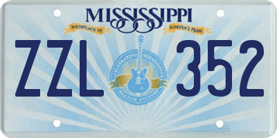 MS license plate ZZL352