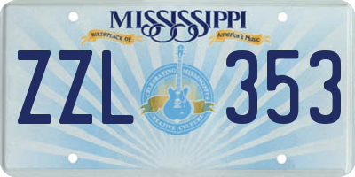 MS license plate ZZL353