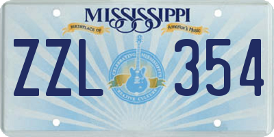 MS license plate ZZL354