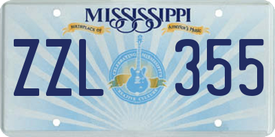 MS license plate ZZL355