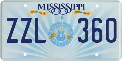 MS license plate ZZL360