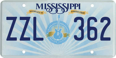 MS license plate ZZL362