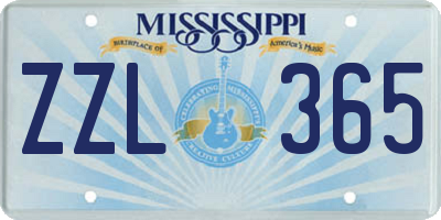 MS license plate ZZL365