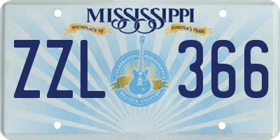 MS license plate ZZL366