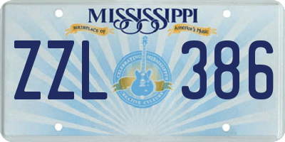 MS license plate ZZL386