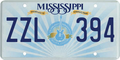 MS license plate ZZL394