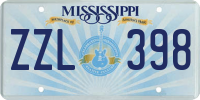 MS license plate ZZL398
