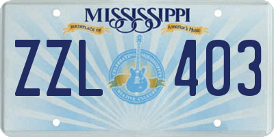 MS license plate ZZL403