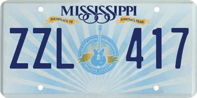 MS license plate ZZL417