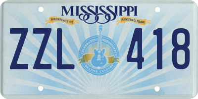 MS license plate ZZL418