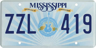 MS license plate ZZL419
