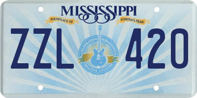 MS license plate ZZL420