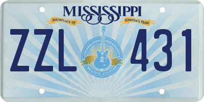 MS license plate ZZL431