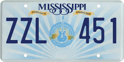 MS license plate ZZL451