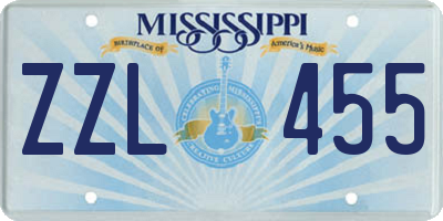 MS license plate ZZL455