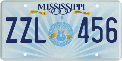 MS license plate ZZL456
