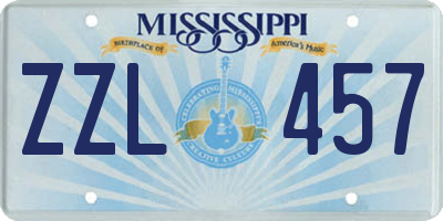 MS license plate ZZL457