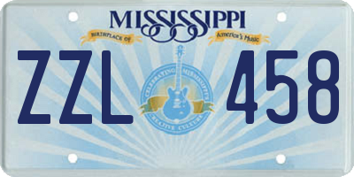 MS license plate ZZL458