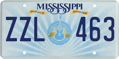 MS license plate ZZL463