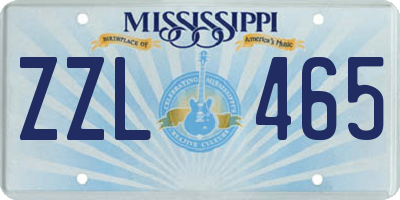 MS license plate ZZL465