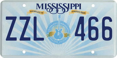 MS license plate ZZL466