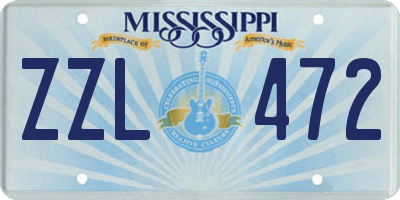 MS license plate ZZL472