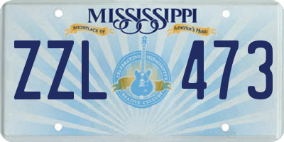 MS license plate ZZL473