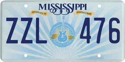 MS license plate ZZL476