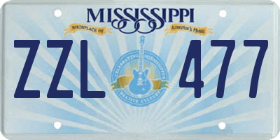 MS license plate ZZL477