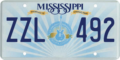 MS license plate ZZL492