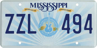 MS license plate ZZL494