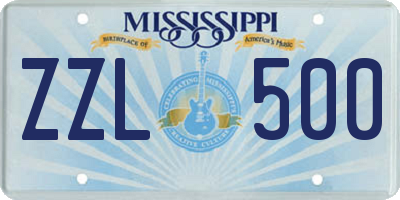 MS license plate ZZL500