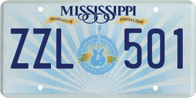 MS license plate ZZL501