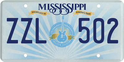 MS license plate ZZL502