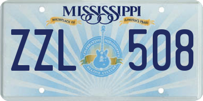 MS license plate ZZL508
