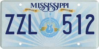 MS license plate ZZL512