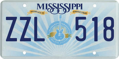 MS license plate ZZL518