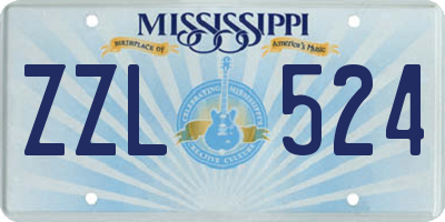MS license plate ZZL524