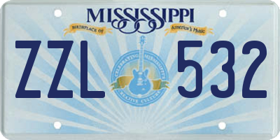 MS license plate ZZL532