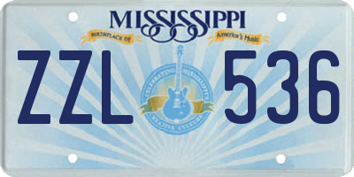 MS license plate ZZL536