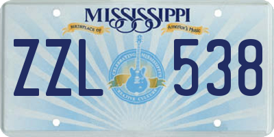 MS license plate ZZL538