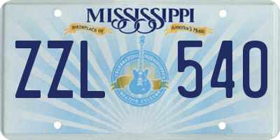 MS license plate ZZL540