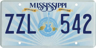 MS license plate ZZL542