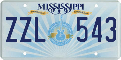 MS license plate ZZL543