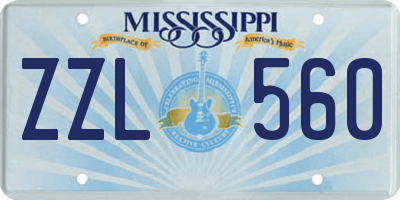MS license plate ZZL560