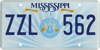 MS license plate ZZL562